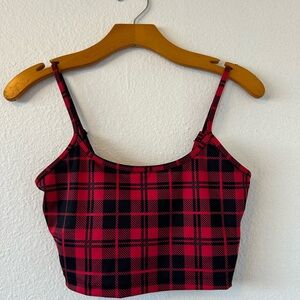Beach Riot Libby Sports Bra in Merry Plaid Size S